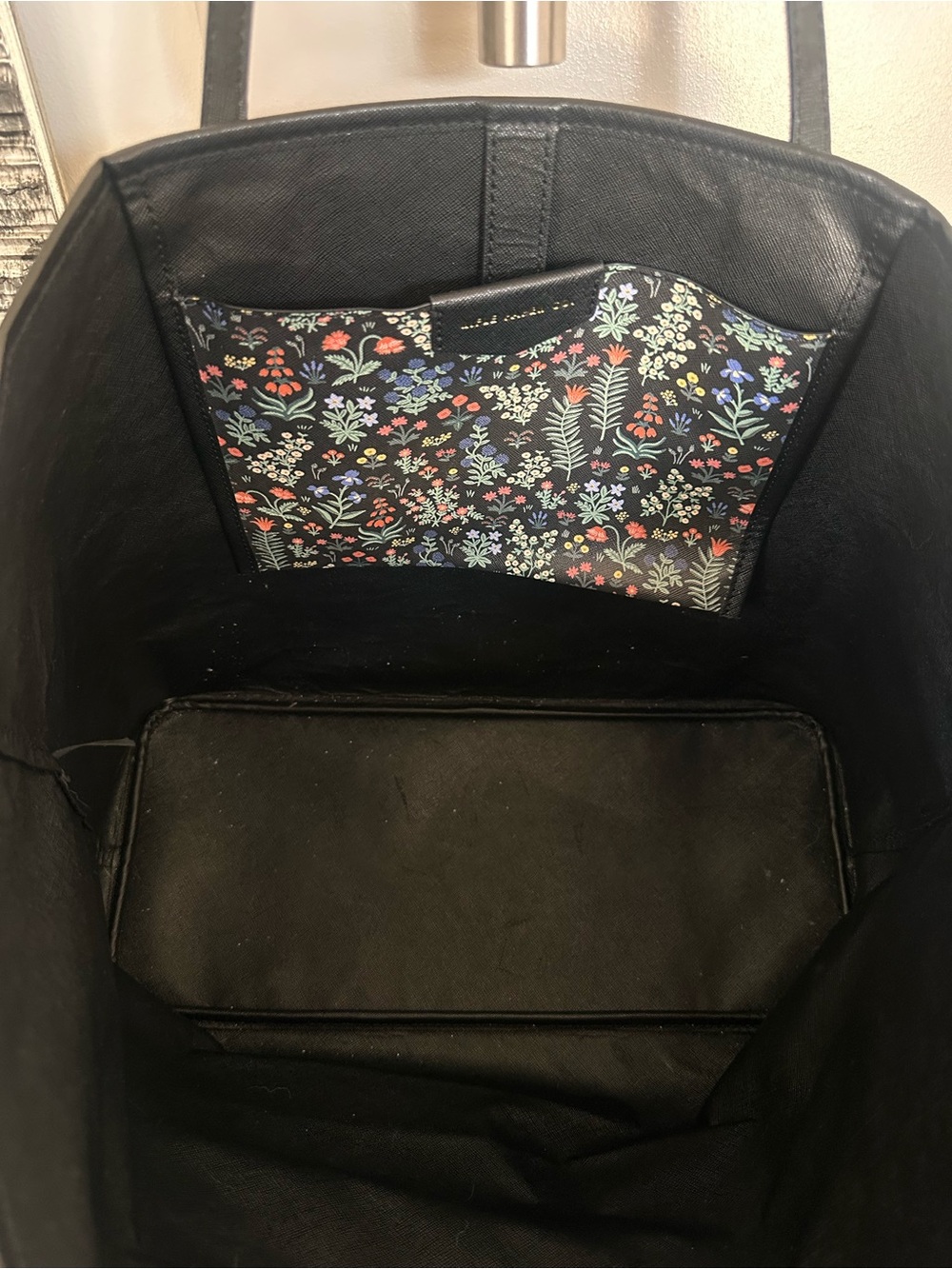 Rifle Paper Black Floral Print Black Tote Bag - Everyday Carry - Picture 4 of 6